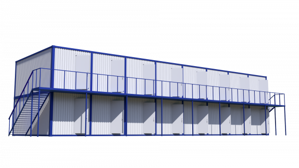 Модульное здание для проживания сотрудников с тамбуром в 2 этажа Модель: РС-М05