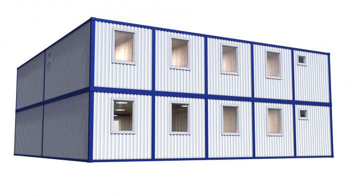 Модульное здание штаб строительства с туалетами в 2 этажа Модель: РС-М06