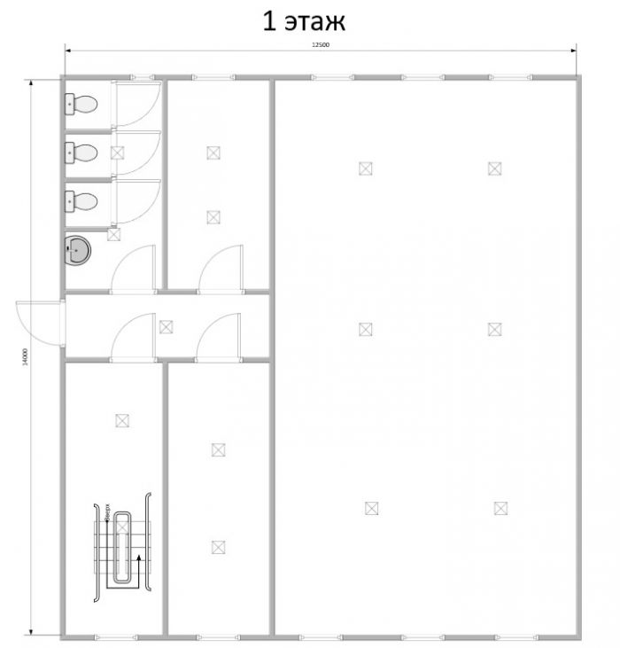 Модульное здание штаб строительства с туалетами в 2 этажа Модель: РС-М06